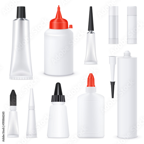 Realistic Blank Glue Tubes Set