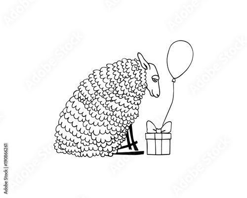 Hand drawn sheep character