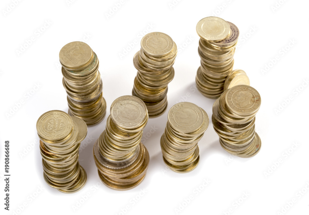 Metal money white isololated background Metal money white isololated background