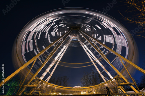 attractions in a night entertainment park  long exposure