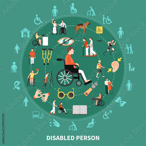 Disabled Person Round Composition photo