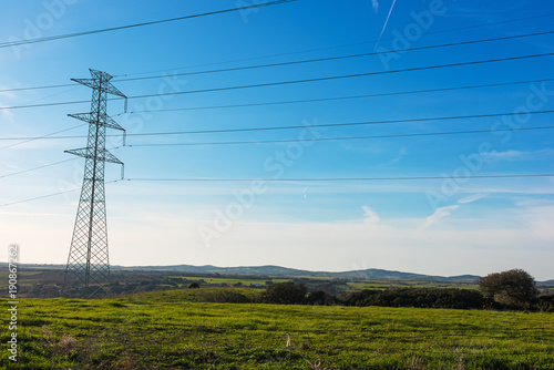 electricity pylon and cables