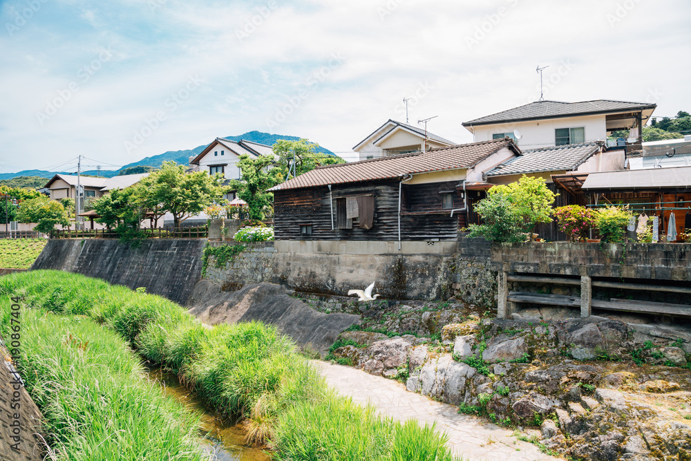 Japanese countryside village scenery in Fukuoka
