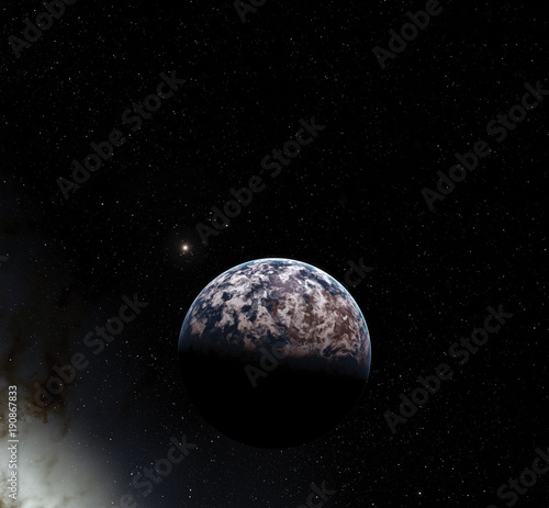 Moon surface. Realistic 3d render of moon and space. Space and planet. Satellite. Nebula. Stars. Elements of this image furnished by NASA.