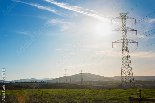 Obraz na płótnie row of electricity pylons