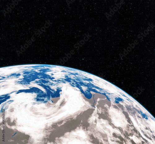 Fototapeta Naklejka Na Ścianę i Meble -  3D Rendering World Globe from Space in a Star Field Showing Night Sky With Stars and Nebula. View of Earth From Space. Elements of this image furnished by NASA