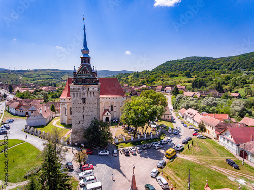 Medieval Saxon Church in Saschiz Village, Transylvania, Romania photo