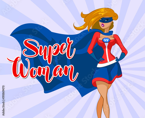 2768268 Superwoman in cartoon colored style with confident.