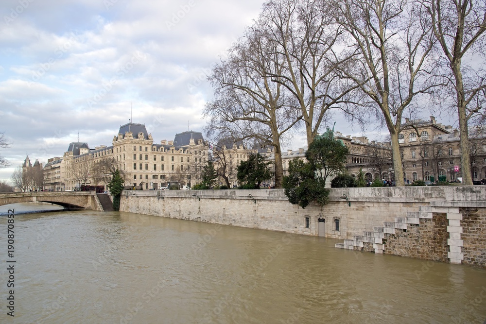 Inondations de Paris hiver 2018. Crue de la Seine, Paris (France).