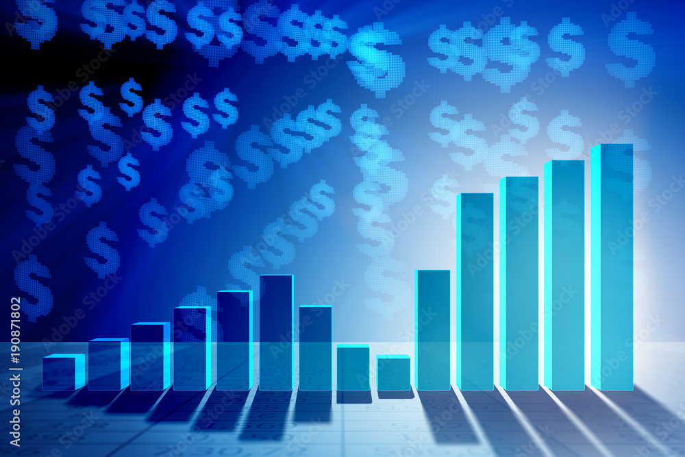 Growing bar charts in economic recovery concept - 3d rendering Growing bar charts in economic recovery concept - 3d rendering