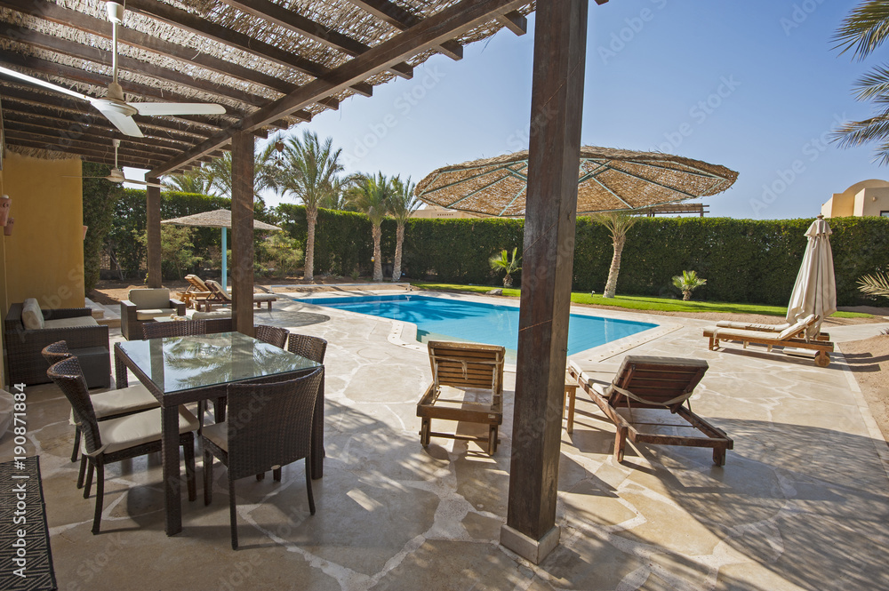 Swimming pool at a luxury tropical holiday villa