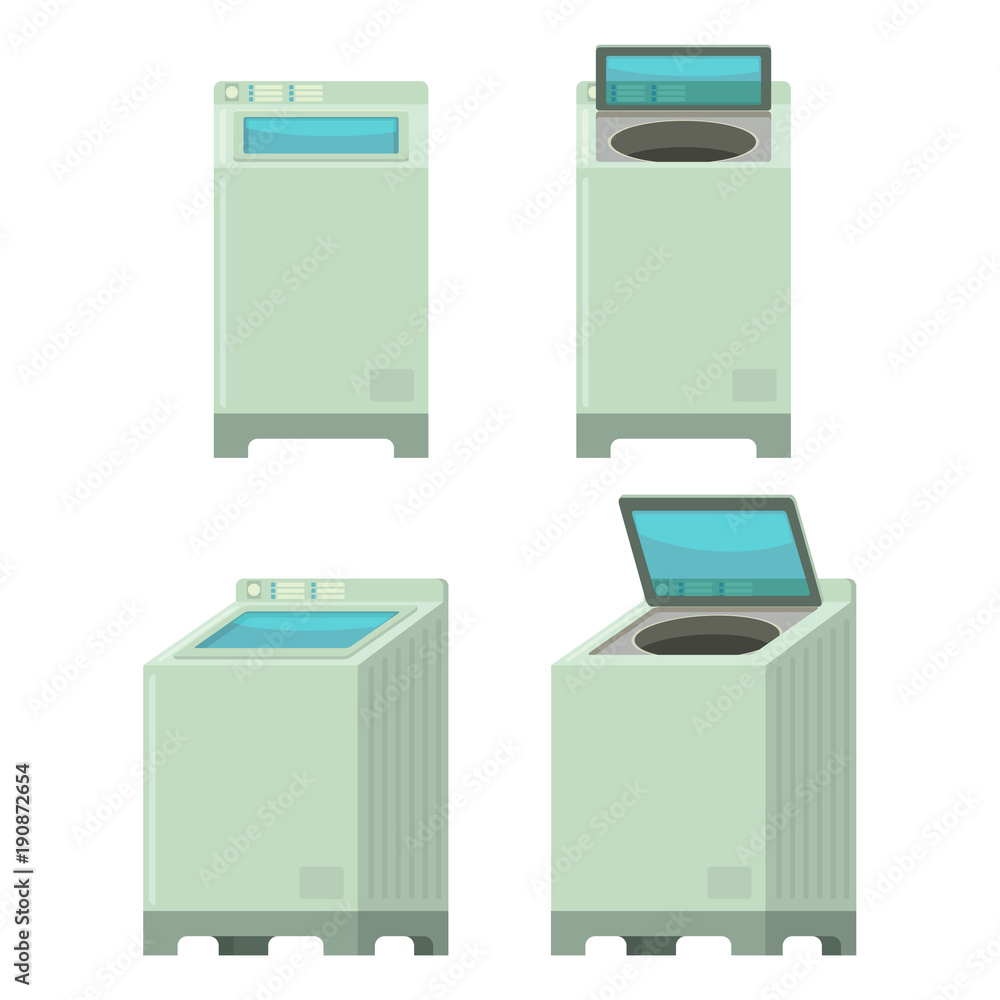 washing machine isolated top cover equipment washing clothes white background washing machine isolated top cover equipment washing clothes white background