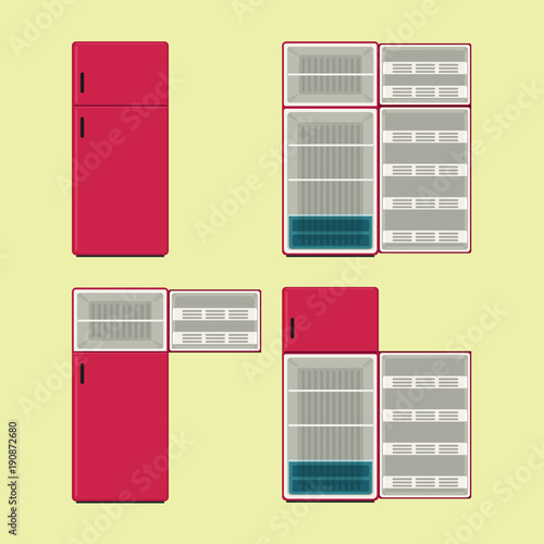 Refrigerator closed and opened set icon. Vector Illustration