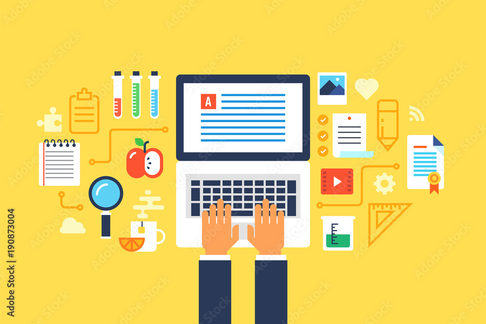 Study, Tutorial, Online education. Flat design modern vector ...