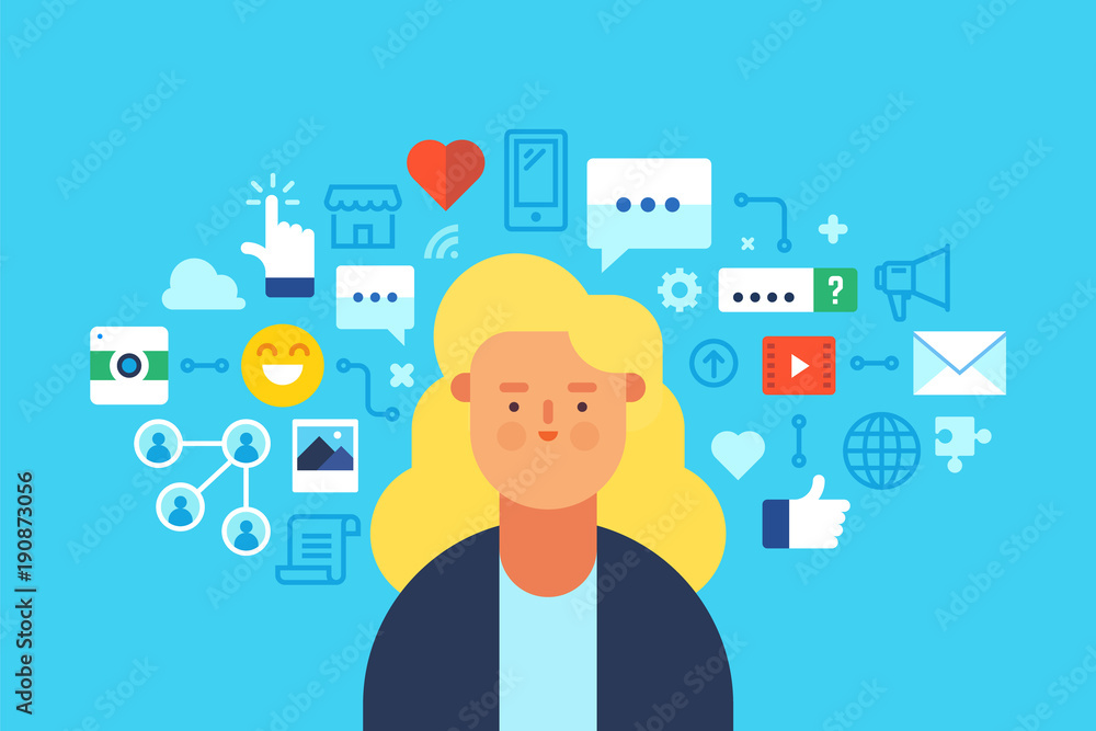 Social media network. Flat design modern vector illustration concept. Social media network. Flat design modern vector illustration concept.