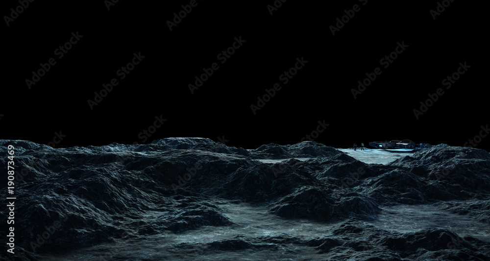 Astronauts exploring an asteroid 3D rendering elements of this image furnished by NASA - obrazy, fototapety, plakaty 