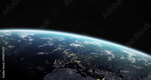 Fototapeta Naklejka Na Ścianę i Meble -  View of blue planet Earth in space 3D rendering elements of this image furnished by NASA