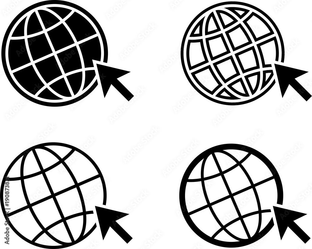 Go To Web, Globe Icon, Cursor Arrow Go To Web, Globe Icon, Cursor Arrow