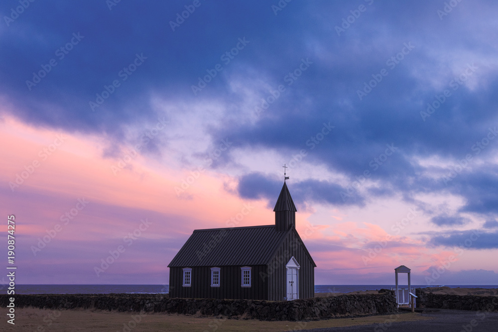 Budir church at sunset, Iceland Budir church at sunset, Iceland
