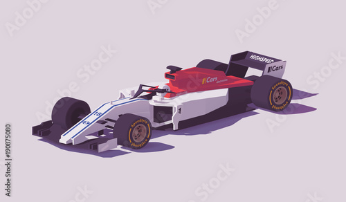 Vector low poly formula racing car