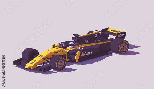 Vector low poly formula racing car