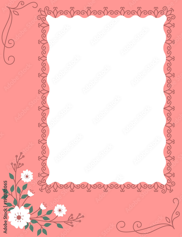 Decorative frame background with white flowers Decorative frame background with white flowers