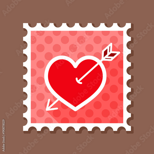 Arrow heart stamp. Love sign