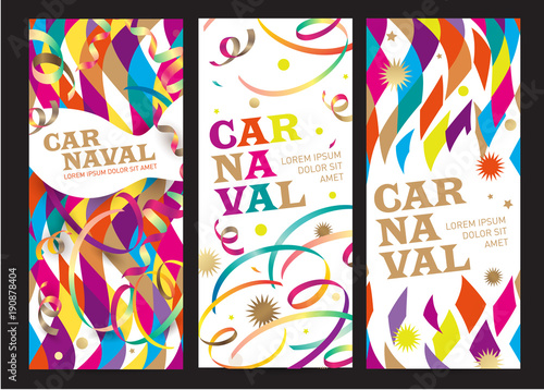 Carnival background. Translation from the Portuguese text: Carnival. Vector design template for banner, poster, leaflet or invitation for a festival, carnival, event or festive party