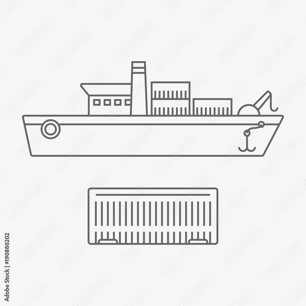 cargo ship with logistic container vector icon