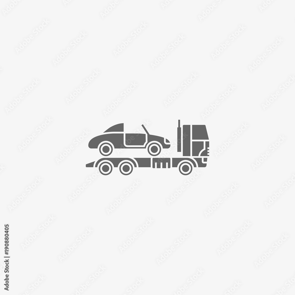 wrecker truck with evacuated car vector icon wrecker truck with evacuated car vector icon
