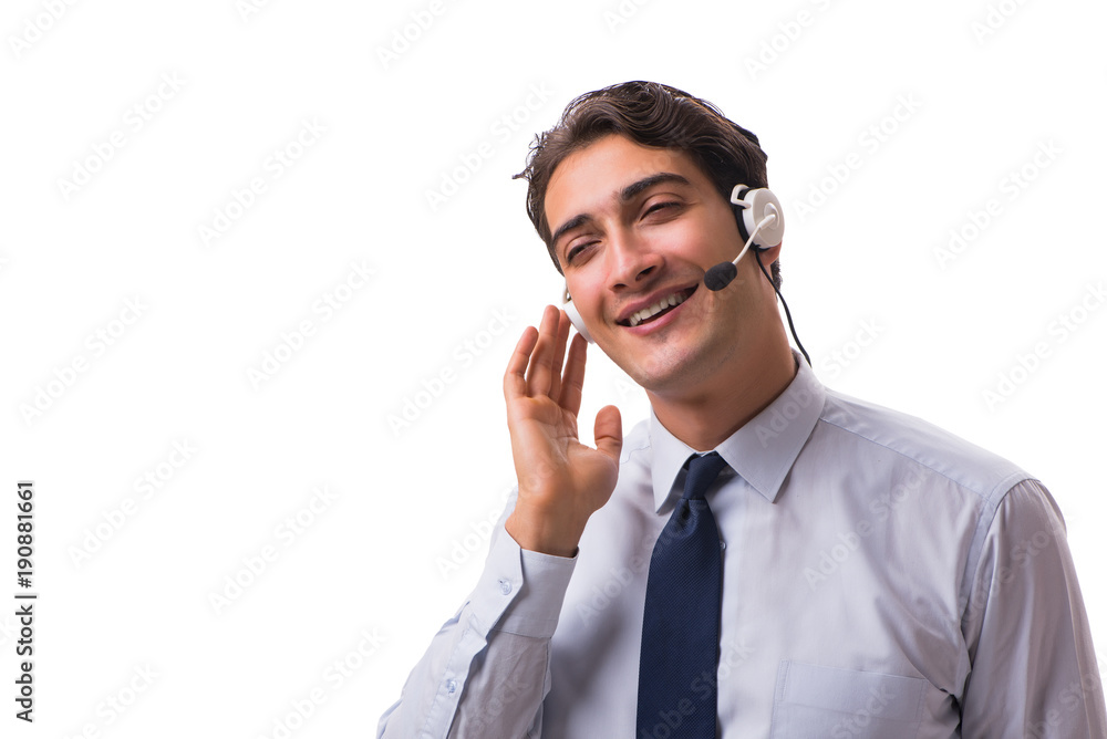 Man with headset isolated on white background Man with headset isolated on white background