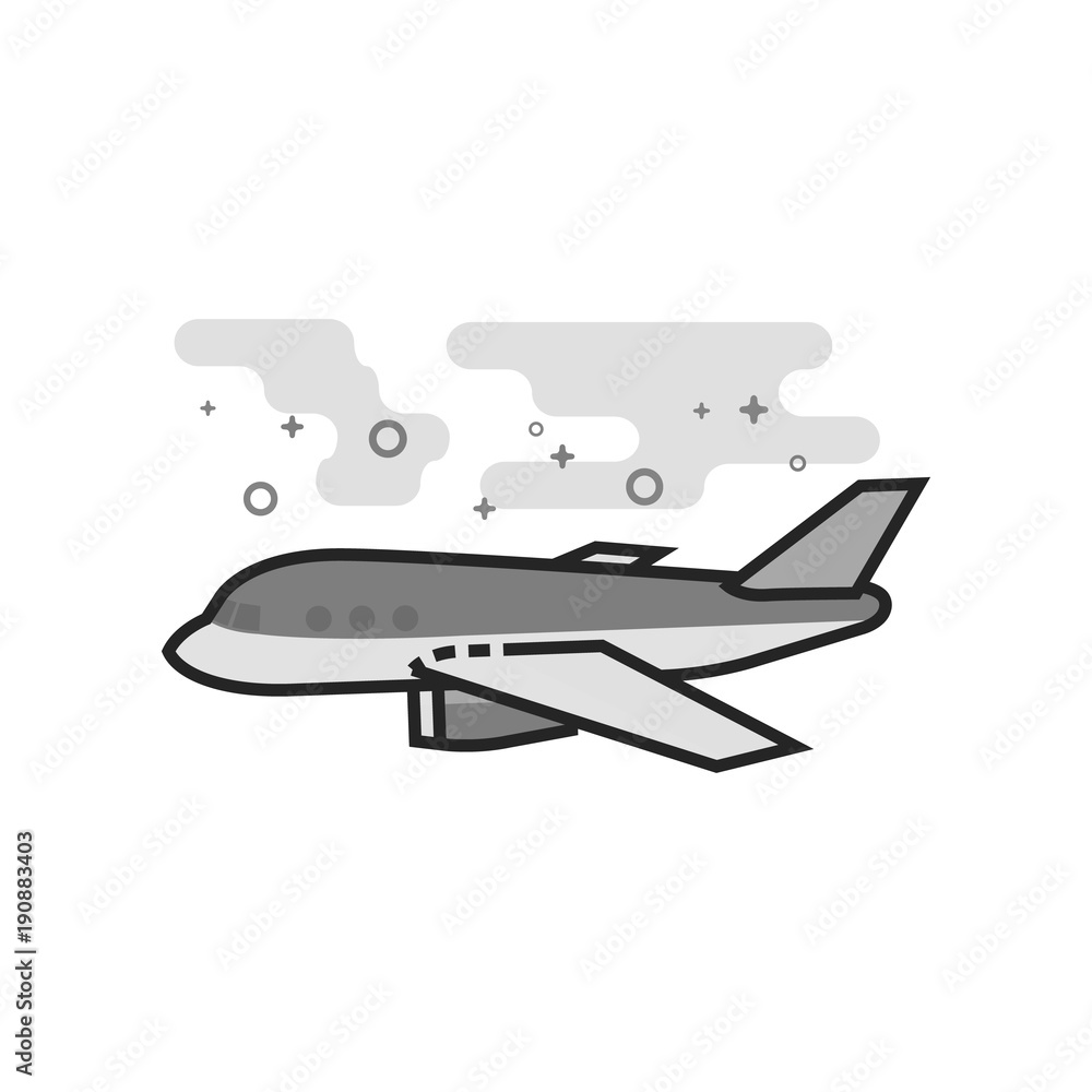Airplane icon in flat outlined grayscale style. Vector illustration. Airplane icon in flat outlined grayscale style. Vector illustration.