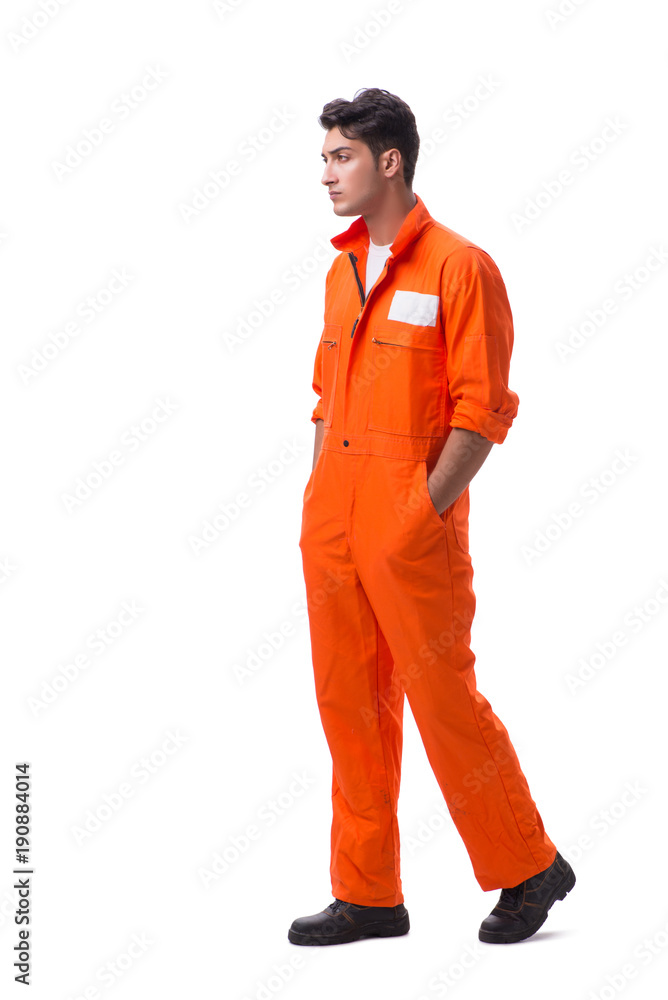 Prisoner in orange robe isolated on white background Prisoner in orange robe isolated on white background