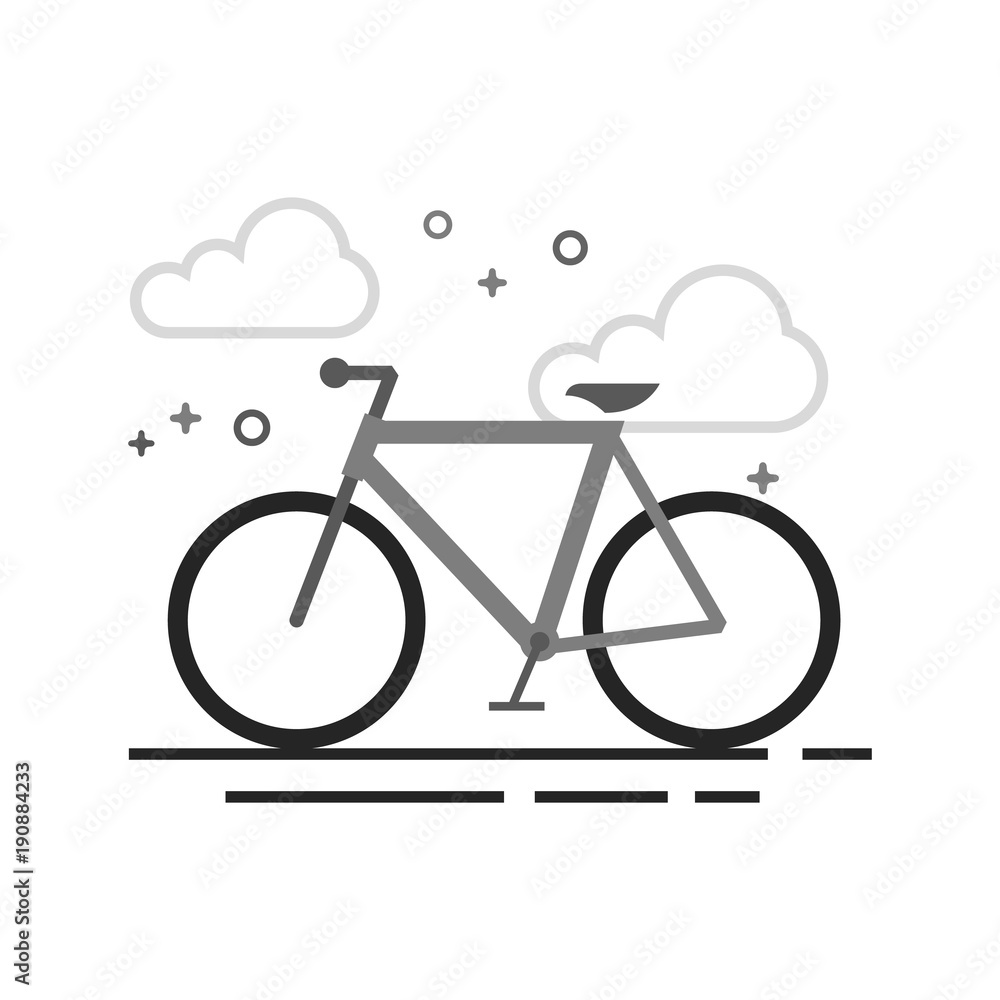 Road bicycle icon in flat outlined grayscale style. Vector illustration.