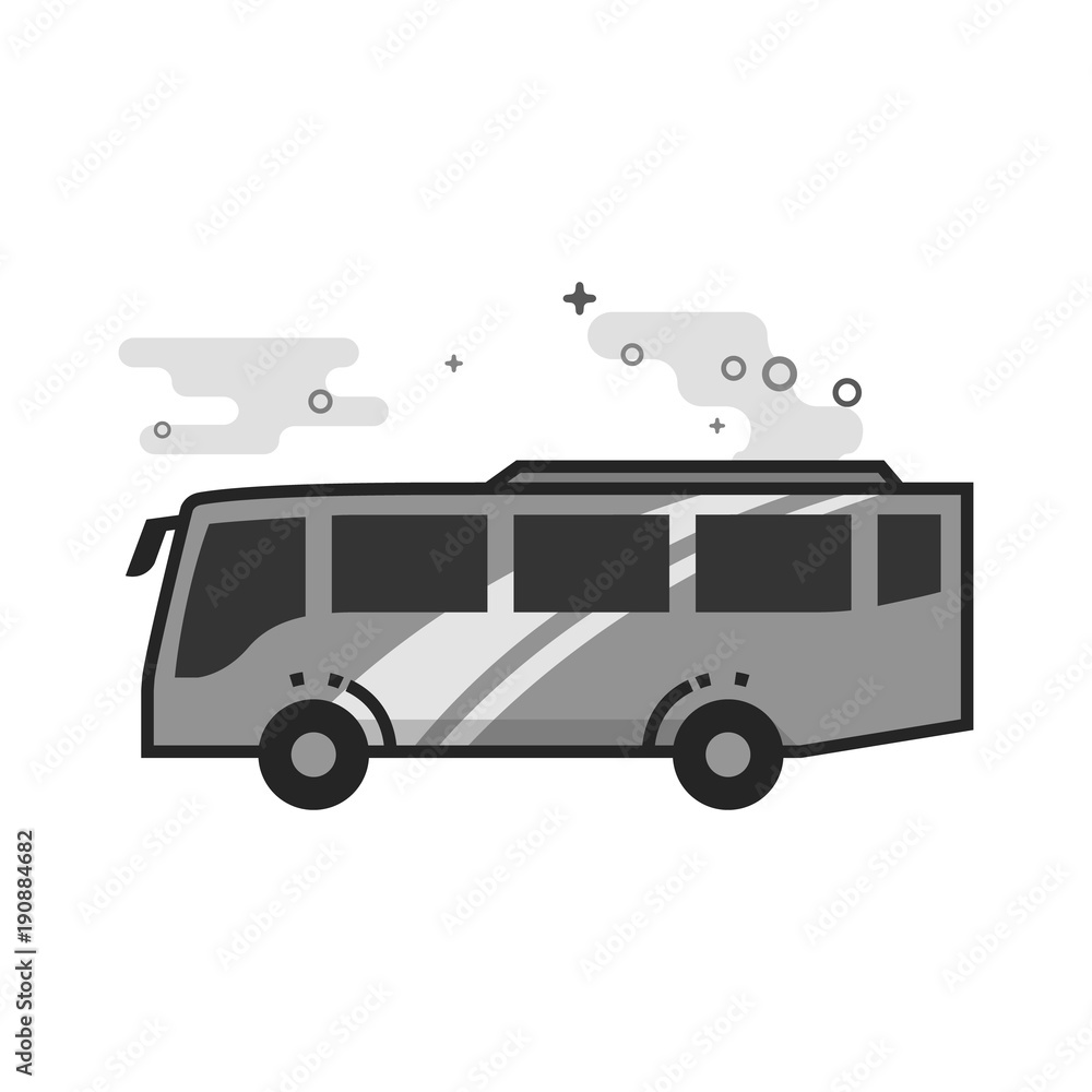 Bus icon in flat outlined grayscale style. Vector illustration.
