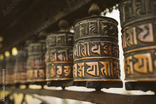 Buddhist prayer wheels in Nepal