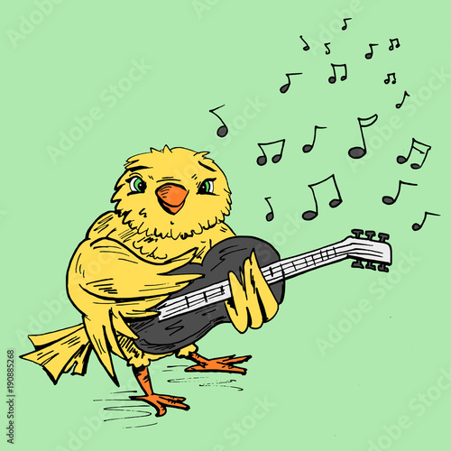 Vogel speelt op elektrische gitaar photo