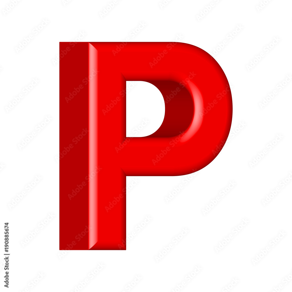 3D font with abstract red texture - P logo 3D font with abstract red texture - P logo
