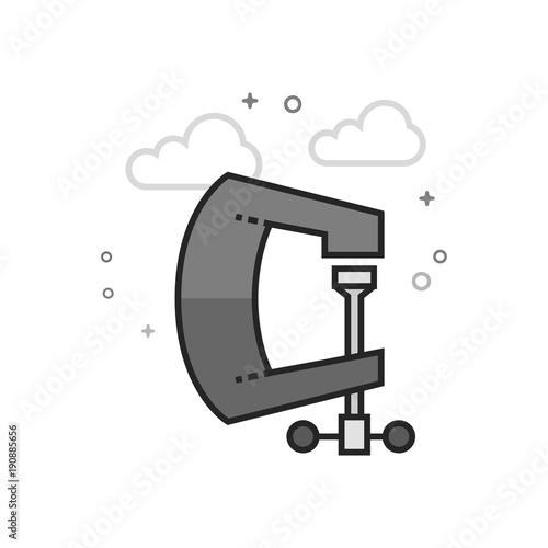 Clamp tool icon in flat outlined grayscale style. Vector illustration.