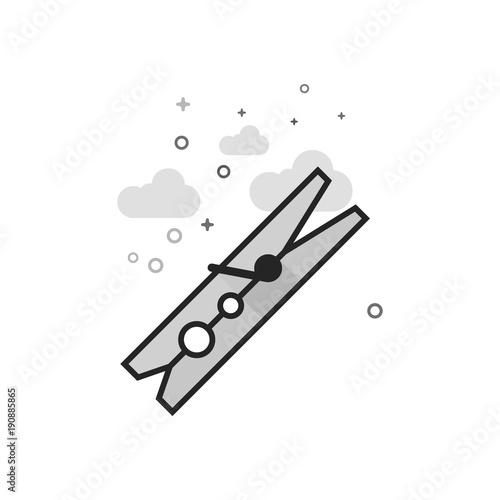Clamp tool icon in flat outlined grayscale style. Vector illustration.