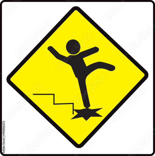 Be careful steps  Sign, warning symbol, vector illustration.