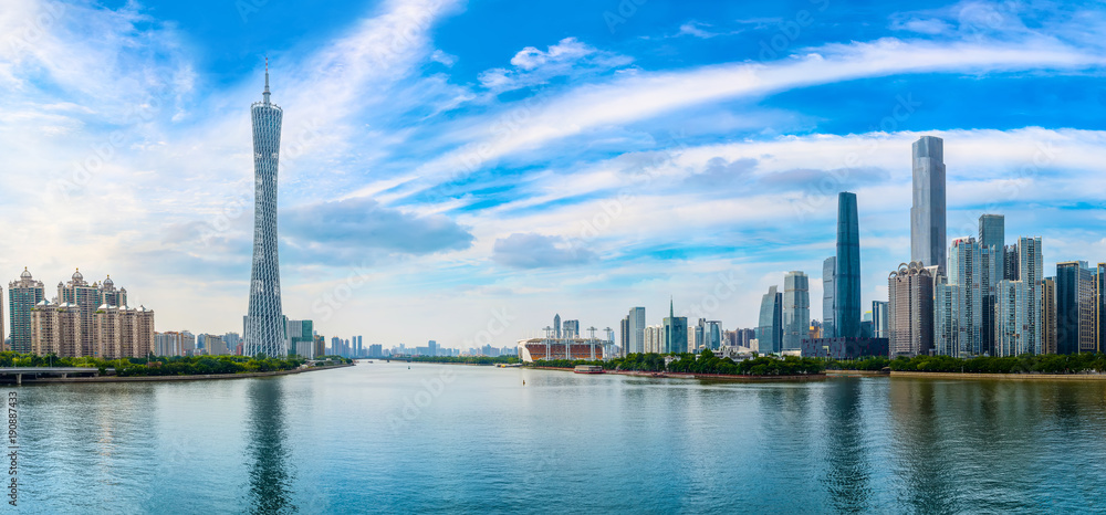 Skyline of urban architectural landscape in Guangzhou