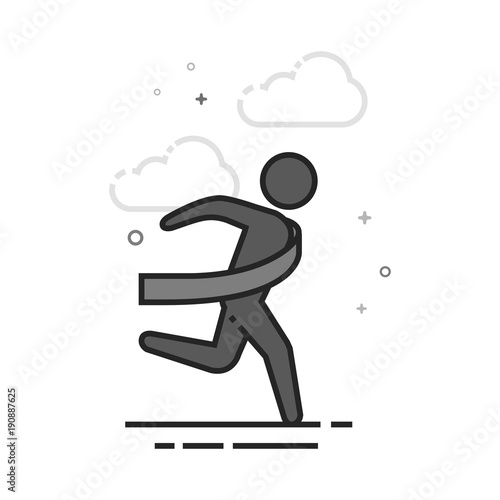 Finish line icon in flat outlined grayscale style. Vector illustration.