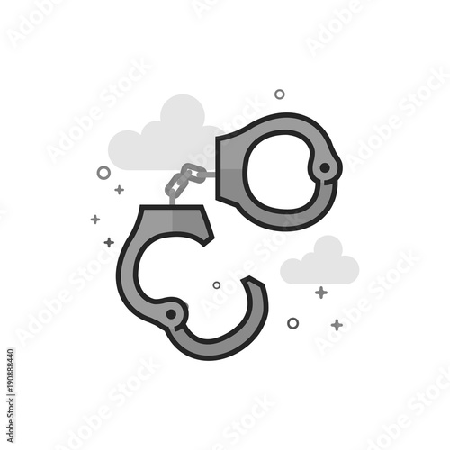 Handcuff icon in flat outlined grayscale style. Vector illustration.
