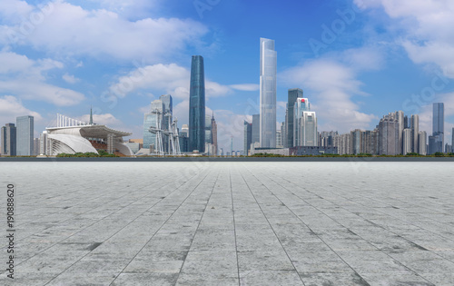 Guangzhou City Square Road and architectural landscape skyline