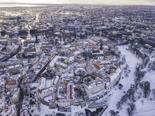 Aerial view of old City Tallinn Estonia in winter day © photoexpert