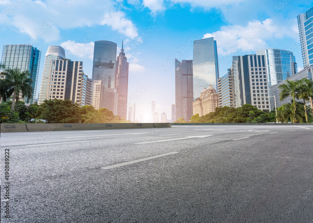 Guangzhou City Square Road and architectural landscape skyline