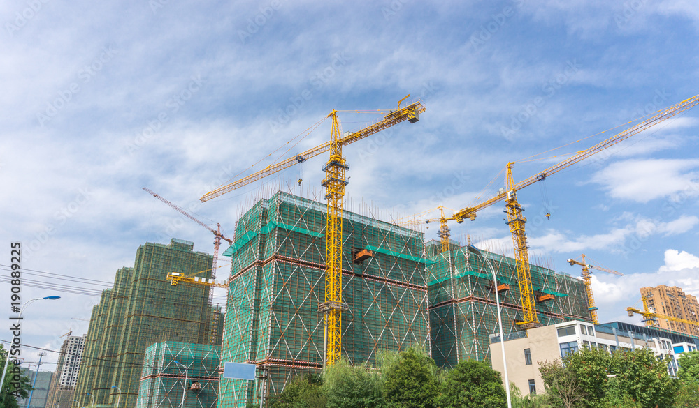 Fototapeta premium construction site with blue sky