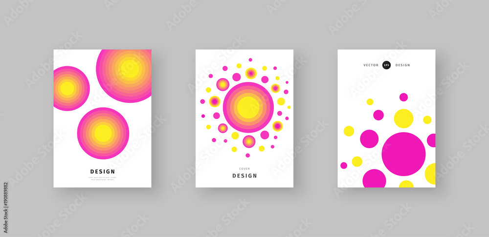 Fototapeta premium Set of covers with gradient shapes. Geometric backgrounds. Summer flyers. Vector eps10