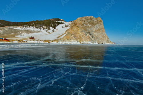 Russia. The unique beauty of transparent ice of lake Baikal.